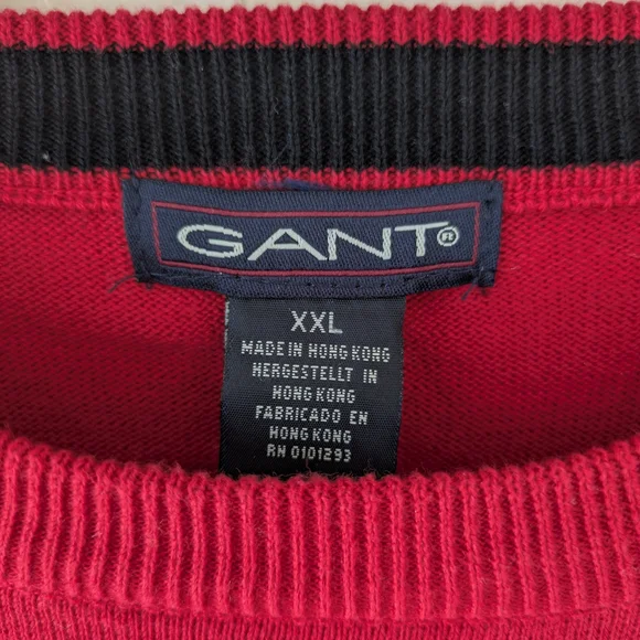 GANT Vintage 100% Cotton Knit Sweater Red Made in Hong Kong XXL- Fits Modern XL - Picture 5 of 14